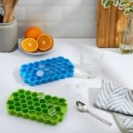 Homeor Silicone Honeycomb Ice Cube Tray for Freezer 37 Cavity Ice Cube Mould Flexible Tray for Freezer, Chocolate Cake Maker, Ice Trays for Chilled Drinks, Assorted, 1 Piece