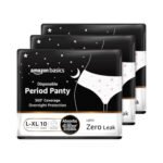 Amazon Basics Disposable Period Panties| L-XL |30 Count (10 x Pack of 3) | 360° Coverage | upto 8 hours of protection | Leak Proof | Overnight Protection | Period Panty