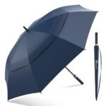 ANYCHO 60inch Double Layer Big Umbrella for Men, Auto Open with Windproof Technology, Waterproof, and Extra Wind Resistance – Ideal for 3-4 People (Blue)