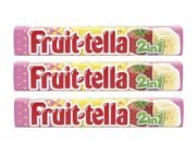 Fruit-Tella 2 in 1 Strawberry & Banana Flavour Chewy Toffee Stick (3 x 32.4g)