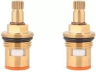 Filox Bath Concepts, Brass Ceramic Quarter Turn 1/2″ Disc Cartridge/Spindle/Fitting for Hot & Cold, Bathroom, Kitchen, Tap Faucet, Angle Valve, Sink Mixer, Material: Brass, Size: 1/2″, Set of 2
