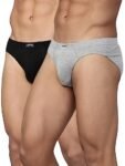 Levi’s Men’s Cotton Style #011 Comfort Regular Fit Solid Brief (Pack of 2) (#011-BRIEF-LT GMEL/BLK-P2_Light Grey Melange, Black_XL)