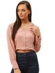 Carlton London Women’s Solid Fitted Blouse (CL445_Pink X-Small)