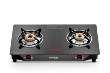 Butterfly Smart 2 Burner Glass Top Gas Stove | Manual Ignition | Scratch Resistant Toughened Glass | Brass Burners | Skid-proof Legs | 1 Year Manufacturer’s Warranty | Black