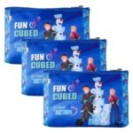 Kuber Industries Pack of 3 Pouch | Square Stationary | Pen-Pencil Box for Kids | Zipper Organizer | School Geometry | Utility Bag | Disney-Frozen | Blue