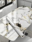 Wallpaper Luxury Shade Walls Sticker Waterproof,Oil Proof & Heat Resistant Kitchen Wall Tiles for Home,Living Room,Bedroom,Bathroom,Hotel,Pan&Shop Caounter,PVC self Adhesive (1, White Black Golden)