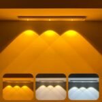 One94Store 40cm Motion Sensor Under Cabinet LED, 1200mAh Battery, Dimmable USB Rechargeable Closet Lamp, Wireless Stick-On for Wardrobe, Kitchen, Stairs (Pack of 1) Yellow