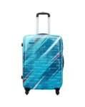 Aristocrat Plastic Radiance Trolley Bag, Medium-65cm | Hard-Sided 4 Wheels Spinner Luggage for Travel (Blue)