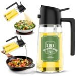 LOTERO Oil Sprayer Bottle for Cooking, Premium Glass 2 in 1 Oil Spray and Dispenser Bottle for Kitchen with Dual Functional Nozzle, Oil Sprayer for Air Fryer, Salad, Roasting and Frying 500 ML