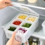 BIRDWING 1 Pic 6 Grid Fridge Storage Boxes Freezer Storage Containers, Container for Kitchen Storage Set, Storage in Kitchen, Vegetable Storage, Draining Crisper Refrigerator Food Box (1 Set)