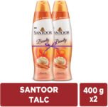 Santoor Beauty Perfumed Talcum Powder with Sandalwood Extracts For All Skin Types(2 x 400 g)