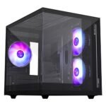 ZEBRONICS Argo Cube Form Factor Gaming Cabinet with Micro ATX, ITX, 2X 120mm Side + 120mm Rear Fan (ARGB Inner Glow), Tempered Glass Front & Side Panel, Type C(Black)