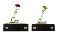 INTERNATIONAL GIFT Flora Golden Foil Red Rose with Love Stand Life Long with Luxury Gift Box (Red)
