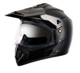 Vega Off Road ISI Certified Gloss Finish Full Face Dual Visor with Peak Helmet for Men and Women Outer Clear Visor and Inner Smoke Sun Visor(Black, Size:L)