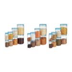 Amazon Brand – Solimo Checkered Jar Container Set of 24, 2000ML, 1000ML, 500ML, 250ML, Transparent, Blue