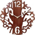 Sehaz Artworks Wall Watch for Living Room | Wall Clock for Living Room Stylish Latest | Wooden Analog Wall Clock for Home Stylish Latest 3D Big10 Inch Designer- Brwon