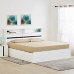 Home Centre Polaris Halo Queen Bed with Hydraulic Storage – White