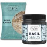 LILA DRY FRUITS Gond Katira and Basil Seeds Combo 1 KG (Gond 500g + Basil 500g) | Edible Gum and Sabja Seeds for Traditional Drinks, Desserts & Recipes | Natural Ingredient Pack | Perfect for Gifting