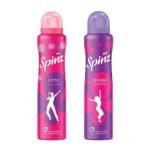 SpinZ New Enchante & Exotic Perfumed Deo Liquid For Women, With International Fragrances For Long Lasting Freshness And 24 Hours Protection From Odour Causing Bacteria, 200Ml X 2 (Pack Of 2)