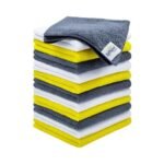 SOFTSPUN Microfiber Cleaning Cloths, 12pcs 30x30cms 220 GSM Multi-Colour! Highly Absorbent Lint and Streak Free Multi -Purpose Wash Cloth for Kitchen Window Stainless Steel Silverware.