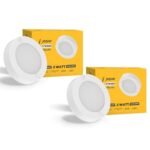 Jaquar 3W Striker Mini Round Surface Downlight | No False Ceiling Required | Surface Ceiling Light for Cabinet, Wardrobe, Office Space | Red (Pack 2)