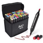 HASTHIP 60 Colors Alcohol Markers Pens,Dual Tip Twin Marker Pens Acrylic Marker Pens,Anime&Manga Colouring Pens With Carrying Case For Painting Sketching Calligraphy Drawing Graffiti Design,Black