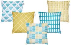 Amazon Brand – Solimo Leren Polyester Printed Cushion Covers, Set of 5, 16 x 16 Inch