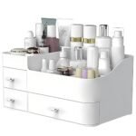Stewit Makeup Organizer with Drawers,Large Capacity Countertop Organizer for Vanity,Bathroom and Bedroom Desk Cosmeticsn Organizer for Skin Care,Brushes, Eyeshadow, Lotions, Lipstick – White