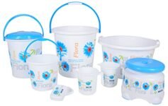 Nayasa Plastic Flora 8 Piece Bathroom Set (30.48 Cm X 25 Cm X 30.48 Cm, Blue)