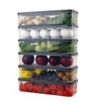 LEMBOSE Fridge Storage Boxes Fridge Organizer with Removable Lid Stackable Fridge Storage Freezer Storage Containers for Fish, Meat, Vegetables, Fruits (1200ML, Pack of 6)