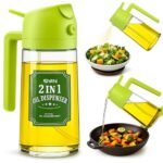 SHITHI 2-in-1 Oil Spray Bottle for Cooking – Refillable Glass Dispenser (500ML) with Spray & Pour Nozzle for Olive Oil, Air Fryer, BBQ, Salad & More – Food Grade and Easy to Use