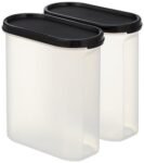 Amazon Brand – Solimo Antimicrobial Modular Plastic Storage Containers with Lid (1800 ml each) | Stackable | BPA-Free | Microwave Safe | Multipurpose Use for Snacks, Spices, & more (Set of 2) (Black)