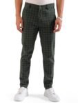 The Indian Garage Co Men Slim Fit Checked Mid-Rise Stretchable Chinos Jungle Green