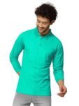 SWADESI STUFF Latest Trendy Solid Colors Long Sleeve Regular Fit Men’s Polo – Sea Green (S)