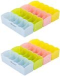 Floraware Plastic Storage Box Drawer Organizer, Underwear Innerwear Socks Undergarments Storage Drawer Organiser set 8 Multicolour