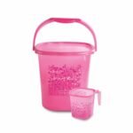 Nayasa Plastic Bucket and Matching Mug, Pink, 25 L