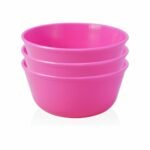 Wonder Homeware Sigma 500 Unbreakable BPA Free Plastic Bowl Set for Cereal, Salad, Rice, Soup, Pasta, Snack Bowl, Microwave Safe, Dishwasher Safe, 3 Pcs, 450 ml (Pink)