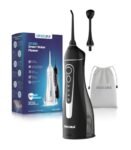 ORACURA® Smart PLUS Water Flosser® OC200 LITE Black with 2 Nozzle tips | Portable & Rechargeable | Custom 8 Water Pressure Settings | 200ml Water Tank Capacity | IPX7 Waterproof | 365 Days Warranty