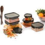 CELLO Modulock Storage Box Set of 6, (600ml, 650ml, 1000ml x 2 Each), Transparent | Food Grade & Stackable | Durable | For Grains, Pulses, Spice, Cereals, Cookie, Dry Fruits | Fridge Storage Container