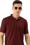 Peter England Men’s Snug Fit Solid Polo T-Shirt with Coloured Collar Tipping| Cotton Rich| Premium Pique Weave Maroon, Small