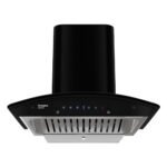 Crompton IntelliSense 60 cm Curved Glass Kitchen Chimney with 1417 m³/hr Suction, Smart On & Intelligent Auto-Clean | Silent Kitchen Chimney With Baffle Filter (Black, CHD-ISC60BFE-IND)