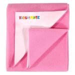 Kidsmate Waterproof Quick Dry Sheet for Baby | Bed Pad Anti-Piling Fleece Extra Absorbent Washable Mattress Protector | Comfort and Protection for Your Little Ones (Small (70cm X 50cm), Pink)