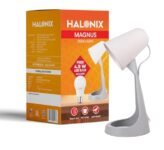 Halonix Polycarbonate Magnus Desk Light | with 4.9W Led Bulb | B22 Holder | Light Weight | Easy to Use Study Lamp | Designer Study Light |,Beige