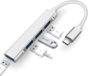 Sounce 4 in 1 Portable USB C Hub (Type-C to 4 USB-A Ports) with Aluminum Shell, USB Port Hub 3.0 Compatible for PC, Tablet, and Smartphone – White