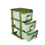 Cello Organiser 3 Drawer Storage Chest (Green and Light Green)