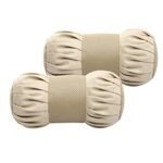 Kingsway Dumbbell Shape Neck Rest Car Cushion for Skoda Kodiaq 2022 Onwards, Leatherette, Beige, Set of 2 Piece