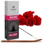 Simply Vedic Rose Incense Sticks 250g with Holder – 135 Hand-Rolled Agarbatti | Natural, Charcoal-Free, Long-Lasting Floral Aroma for Meditation, Yoga, Aromatherapy, Spiritual Healing & Gift Use