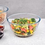 La Opala Cook Serve Store 100% Borosilicate Glass Bakeware & Serveware | Mixing Bowl, Round 1.5 L | for Baking & Serving | Microwave & Oven Proof | Dishwasher & Freezer Proof | Durable | Transparent