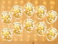 Mystic Toy Store 10 Pcs Confetti Balloons for Birthday Decoration Kit Gold Boys Girls Kids Men Women Pack Items Itm Set Pre Filled Transparent Confetti Balloons