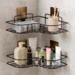 Lifelong Bathroom Corner Shelf for Storage – Strong & Sturdy Wall Mounted Washroom Rack -Single Layer Multipurpose Towel & Soap Holder -Rust & Scratch Proof – Accessories Organiser (Pack of 2 – Black)